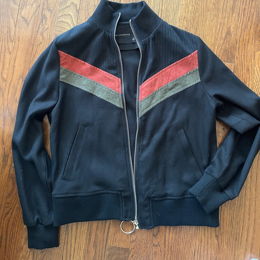 Black Zip Up Motorcycle Jacket - image 1